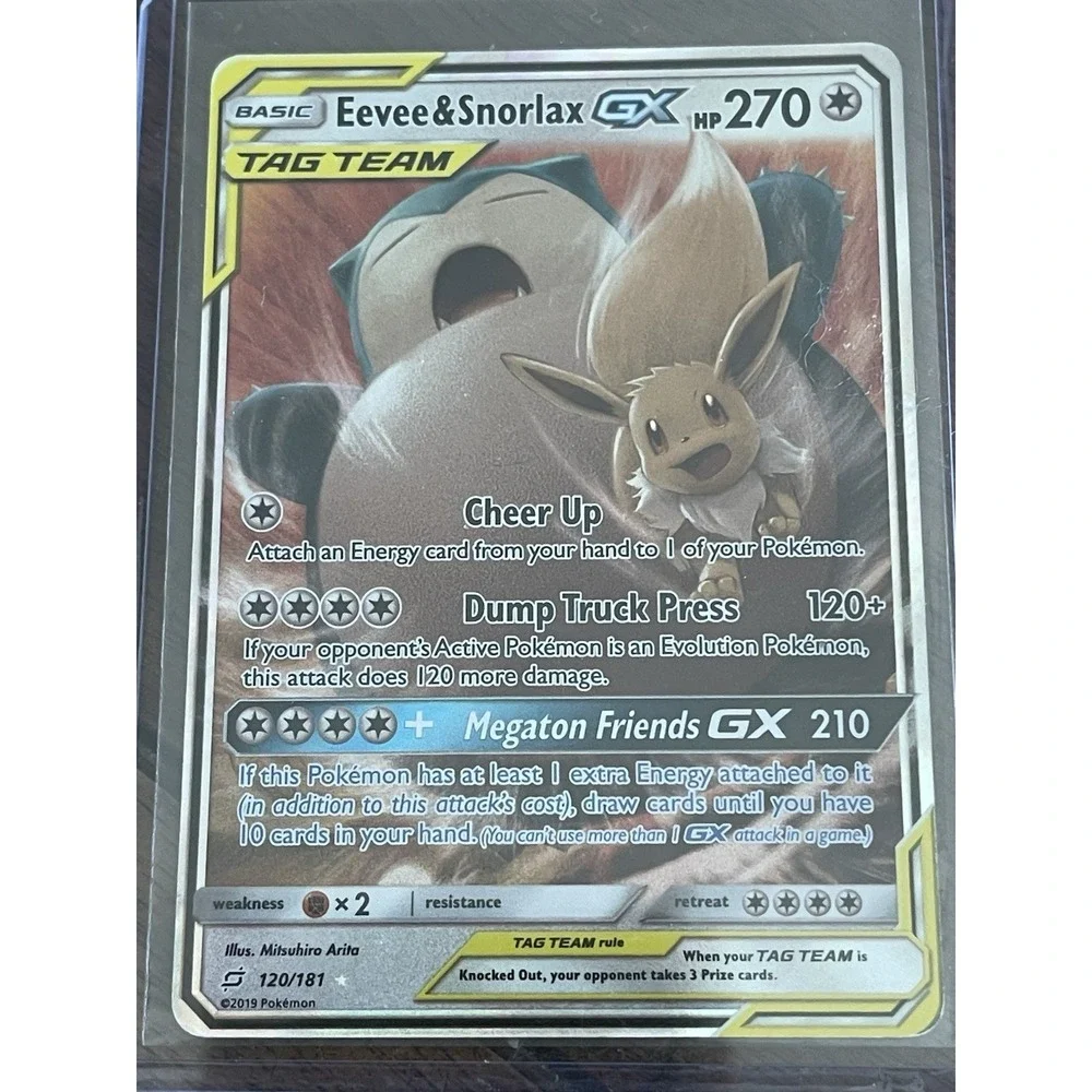 Pokemon TCG Eevee & Snorlax GX 120/181 Sun and Moon Team Up Tag Team Card